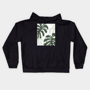 Green Monstera leaves pattern Kids Hoodie